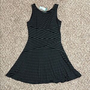 Striped Black and Gray Sleeveless Dress
